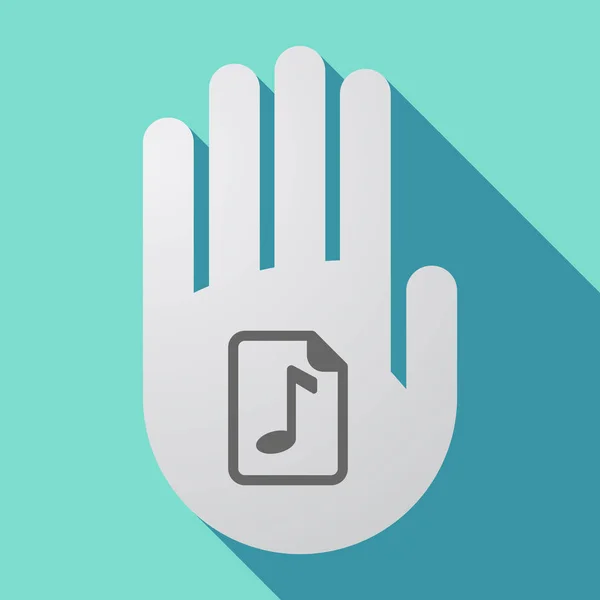 Lange schaduw hand met een muziek score pictogram — Stockvector