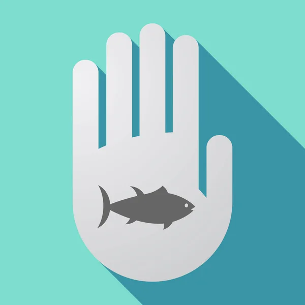 Mano di ombra lunga con un pesce di tonno — Vettoriale Stock