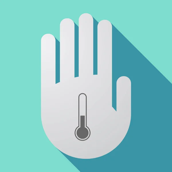 Довга тіньова рука з піктограмою термометра — стоковий вектор