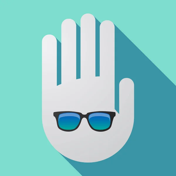 Długi cień ręki z ikoną okulary przeciwsłoneczne — Wektor stockowy