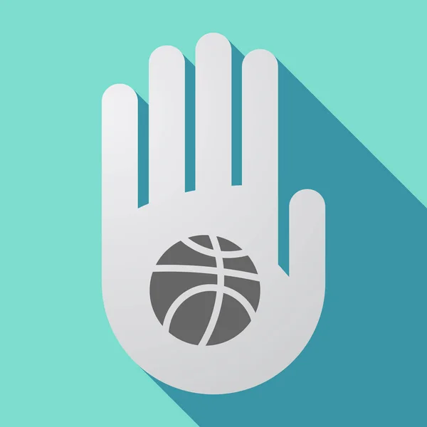 Mão de sombra longa com uma bola de basquete —  Vetores de Stock