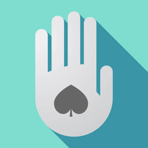 Longue main d'ombre avec le signe de carte à jouer au poker pique — Image vectorielle
