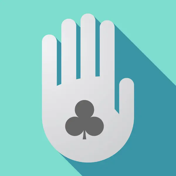Lunga mano ombra con il segno della carta da gioco del Club poker — Vettoriale Stock