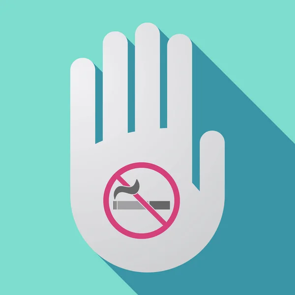 Long shadow hand with  a no smoking sign — Stock Vector