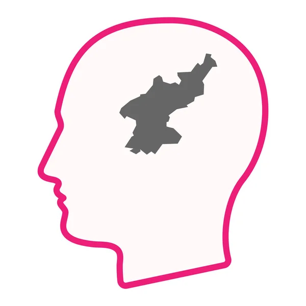 Isolierter Männerkopf mit der Karte Nordkoreas — Stockvektor