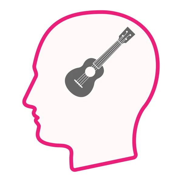 Na białym tle męskiej głowy z ukulele — Wektor stockowy