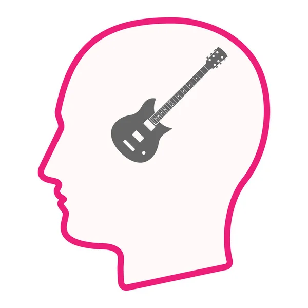 Na białym tle męskiej głowy z gitara elektryczna — Wektor stockowy