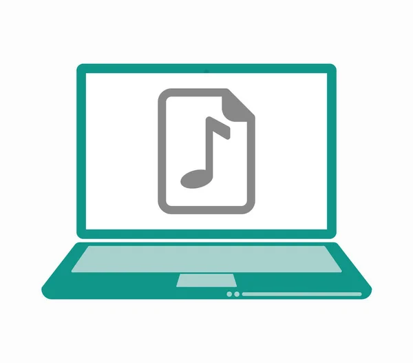 Isolated laptop with  a music score icon — Stock Vector