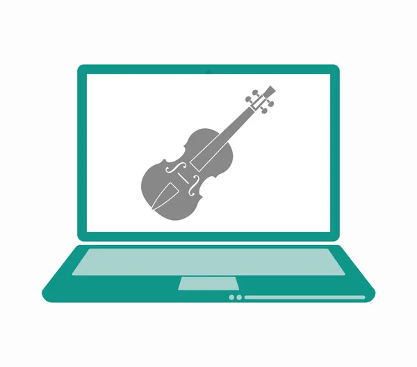 小提琴的孤立的笔记本电脑 — 图库矢量图片