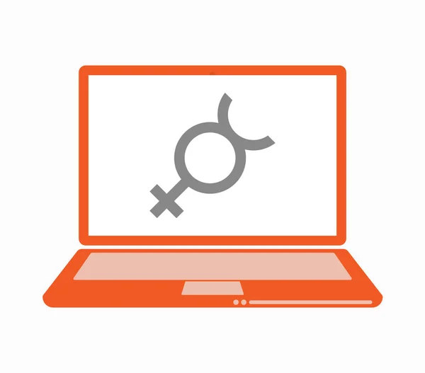 Geïsoleerde laptop met het symbool van de planeet Mercurius — Stockvector