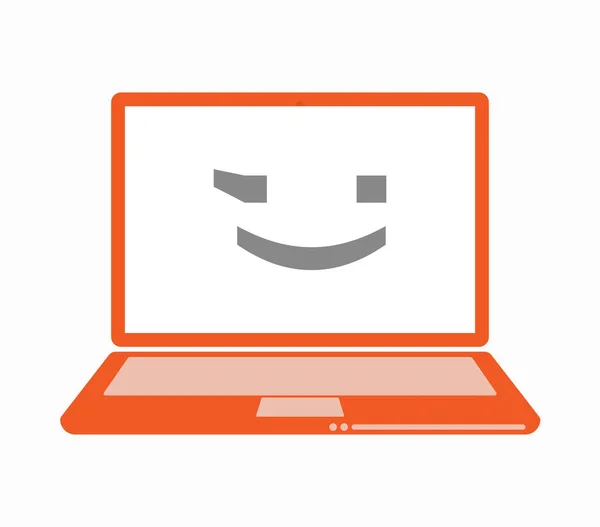 Isolated laptop with  a wink text face emoticon — Stock Vector