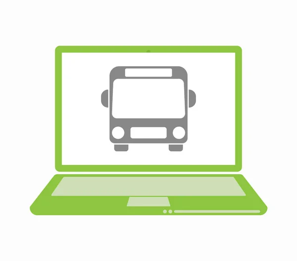 Isolierter Laptop mit einem Bus-Symbol — Stockvektor
