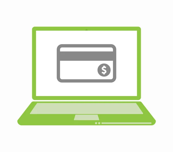 Laptop isolado com cartão de crédito — Vetor de Stock