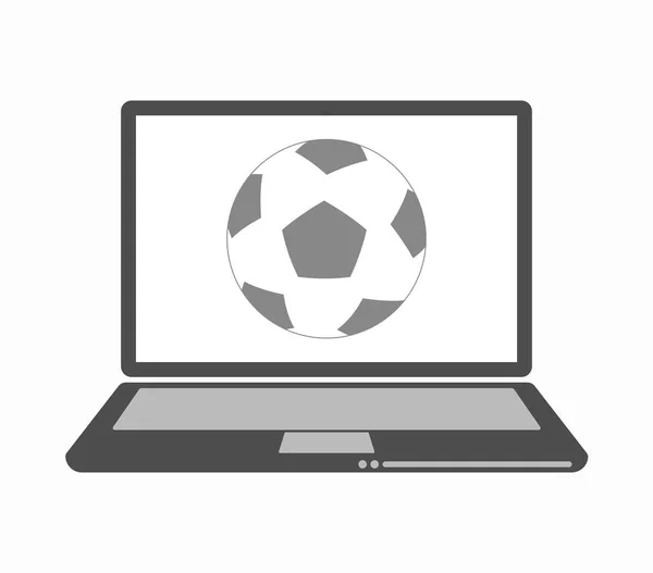 Laptop isolado com uma bola de futebol — Vetor de Stock