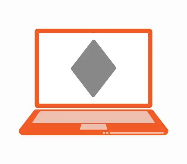 Geïsoleerde laptop met de diamond poker speelkaart teken — Stockvector
