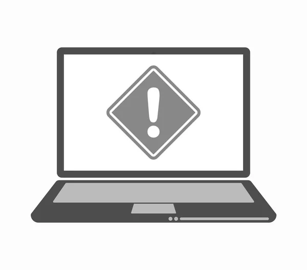 Isolierter Laptop mit einem Warnschild — Stockvektor