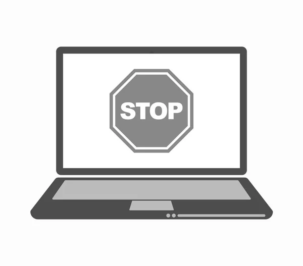 Laptop isolado com um sinal de parada — Vetor de Stock