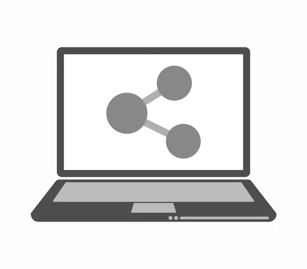 Geïsoleerde laptop met een netwerk-teken — Stockvector