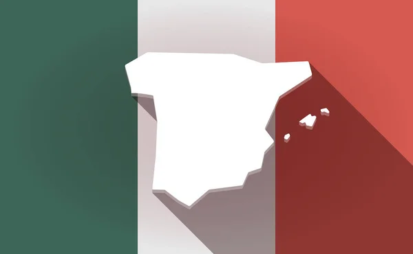Hosszú árnyék mexikói zászló a térképen Spanyolország — Stock Vector
