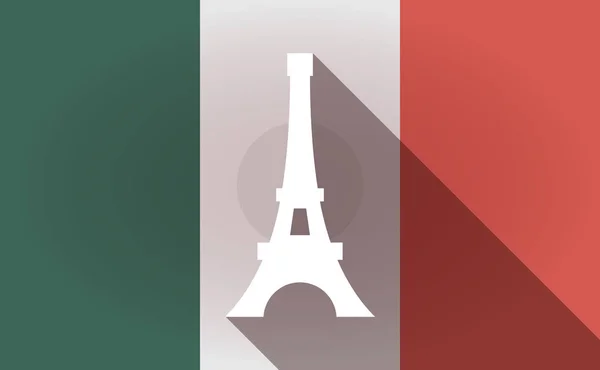 Long shadow Mexico flag with   the Eiffel tower — Stock Vector