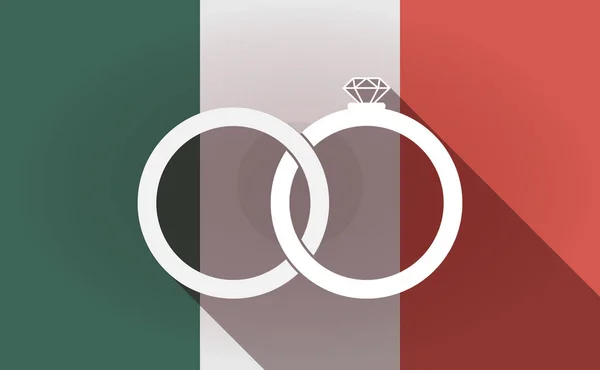 Długi cień Meksyk flaga z dwa składy obrączki — Wektor stockowy