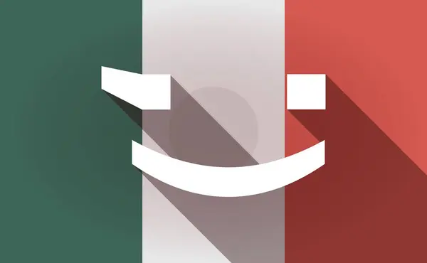 Lunga ombra Messico bandiera con un faccina faccina faccina faccina ammiccare — Vettoriale Stock