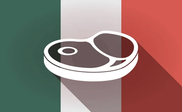 Długi cień Meksyk flaga z ikoną stek — Wektor stockowy
