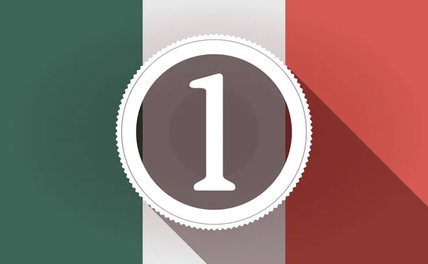 Hosszú árnyék mexikói zászló egy érme ikon — Stock Vector