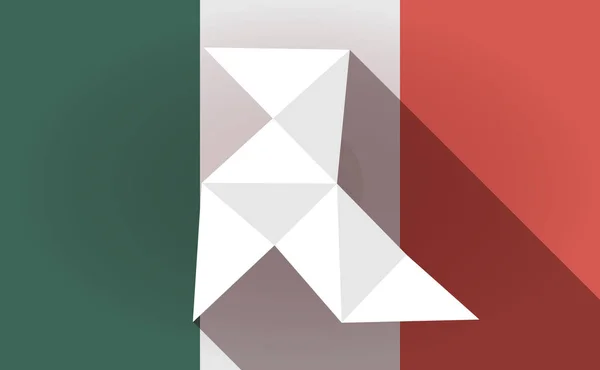 Long shadow Mexico flag with  a paper bird — Stock Vector