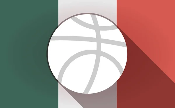 Bandera larga sombra México con una pelota de baloncesto — Vector de stock