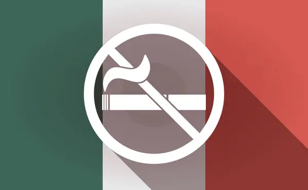 Long shadow Mexico flag with  a no smoking sign — Stock Vector