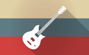 Uzun bir elektro gitar ile gölge Rusya harita