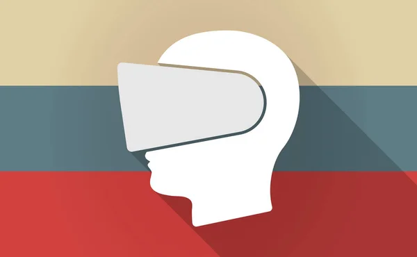 Longue carte de l'ombre de la Russie avec une tête masculine portant un réel virtuel — Image vectorielle