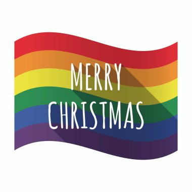 Merry Christmas metin ile izole Gay Pride bayrak