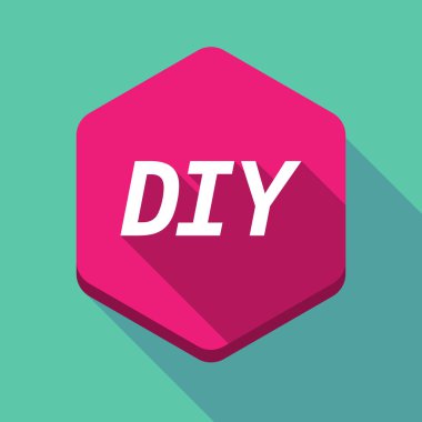 Uzun gölge altıgen DIY metinle