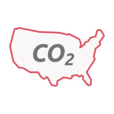 İzole Hat sanatı metin Co2 ile ABD harita