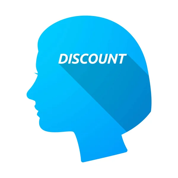 Изолированная женская голова с текстом DISCOUNT — стоковый вектор