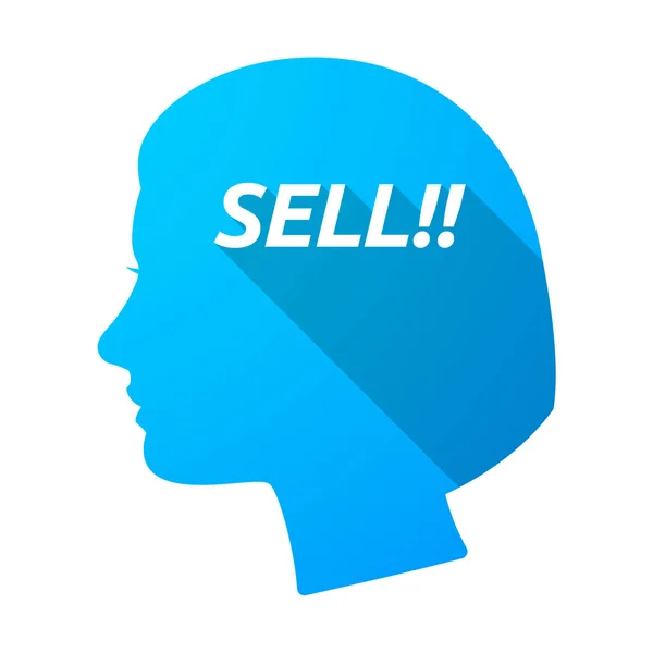 Изолированная женская голова с текстом SELL !! — стоковый вектор