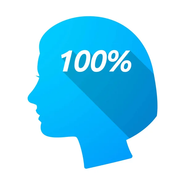 Isolated female head with    the text 100% — Stockvector