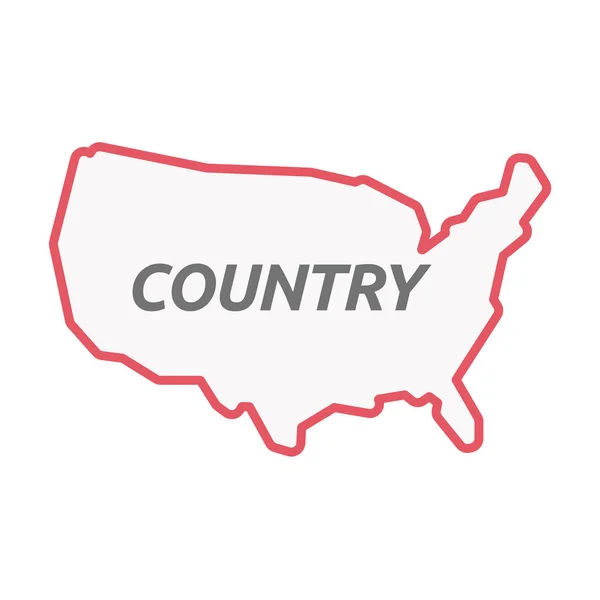 İzole Hat sanatı ile metin ülke ABD harita — Stok Vektör