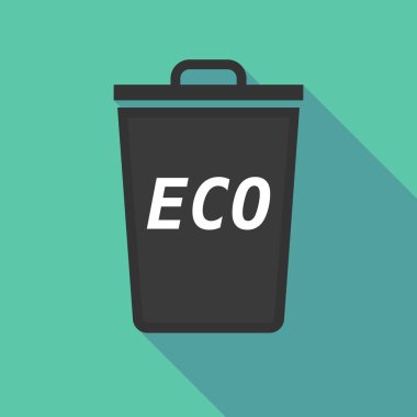 Uzun gölge metin eko ile çöp kutusu