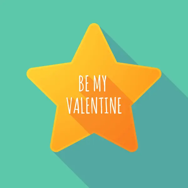 Lange schaduw ster met de tekst Be My Valentine — Stockvector