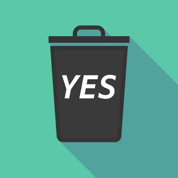 Sampah bayangan panjang dapat dengan teks YES - Stok Vektor