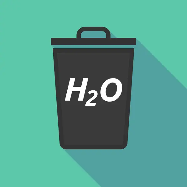 Lange schaduw prullenbak kan met de tekst H2o — Stockvector