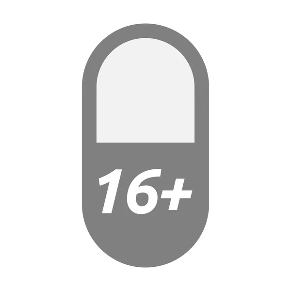 Pillola isolata con il testo 16 + — Vettoriale Stock
