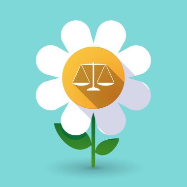 Uzun gölge daisy adalet ağırlık ölçek işaretiyle