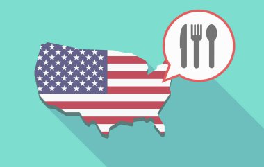 Çatal bıçak takımı ile ABD harita