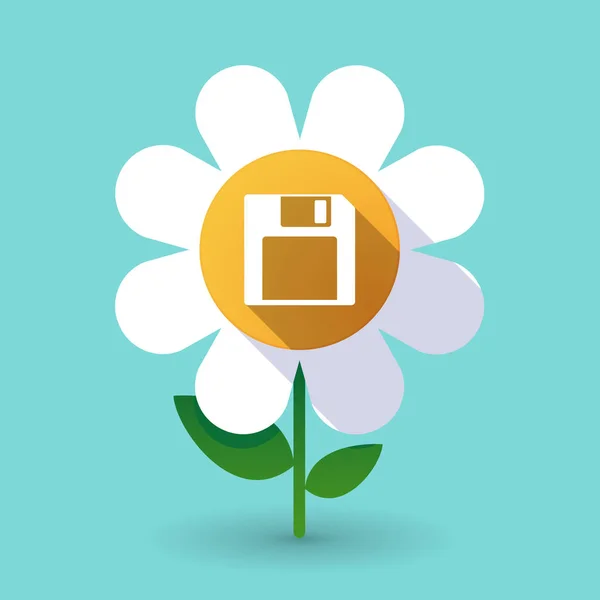 Lange schaduw daisy met een diskette — Stockvector