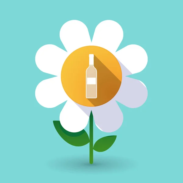 Lange Schatten Gänseblümchen mit einer Flasche Wein — Stockvektor