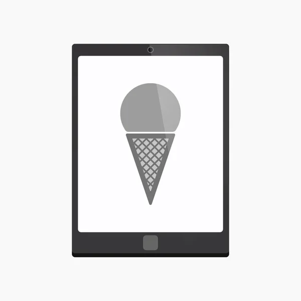 Isolated tablet pc with a cone ice cream — Stock Vector